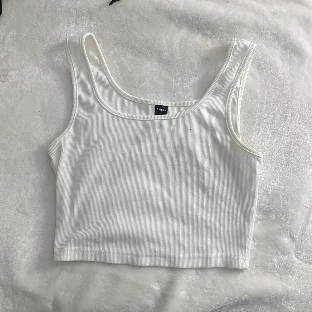 White square neck tank